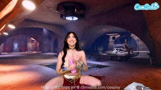 Princess Leia cosplayban élvezi a hatalmas cicis fekete szépség játékát