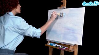 Ryan Keely bob ross cosplayban festés óráján megvadul a méretes kannás milf
